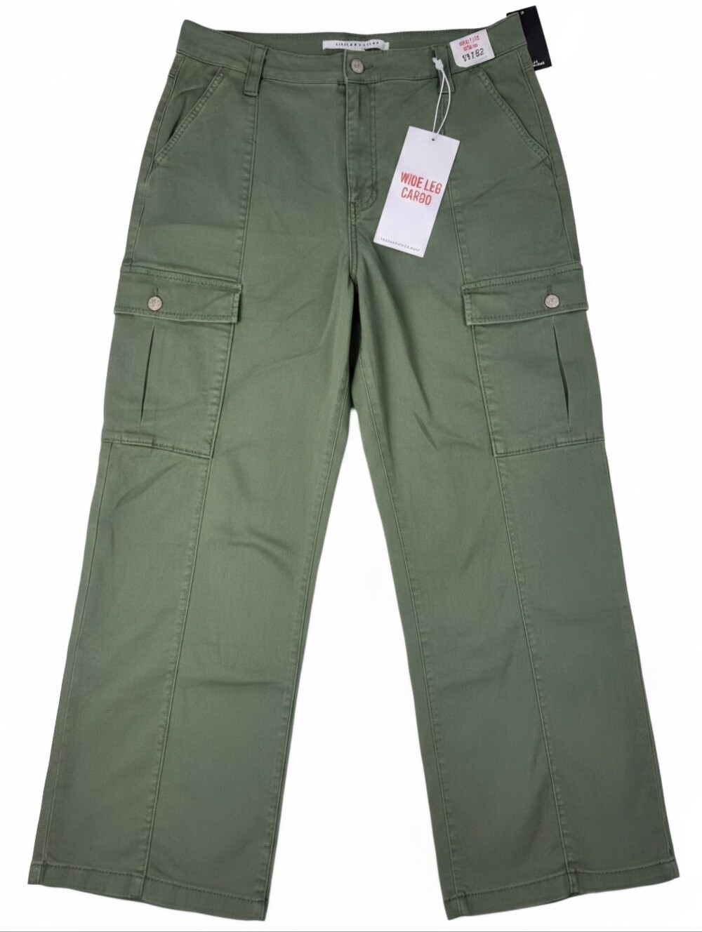 NWT Celebrity Pink Wide Leg Cargo Pants Olive Green Size 15/32